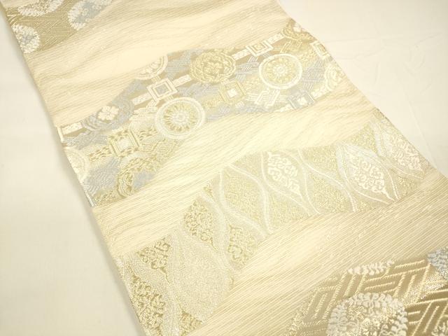 平和屋着物*夏物 六通柄袋帯 唐織 抽象花文 金糸 正絹 逸品 DAAY8146cm