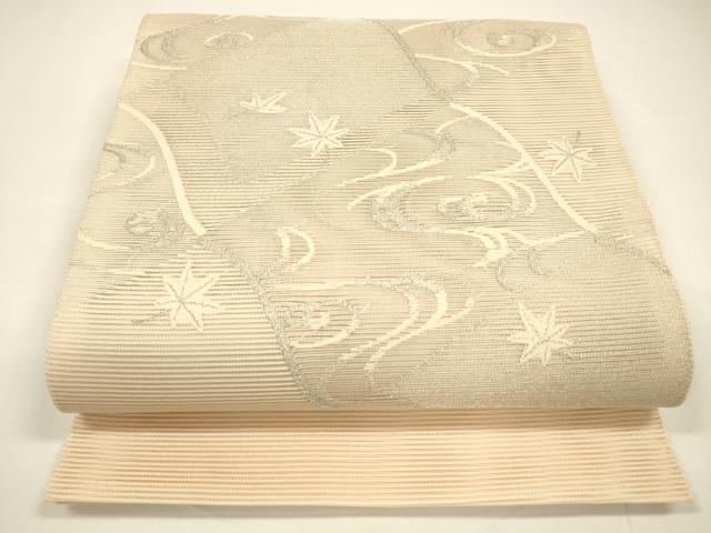平和屋着物*夏物 絽綴れ 太鼓柄袋帯 竜田川 銀糸 正絹 逸品 DAAY8168cm