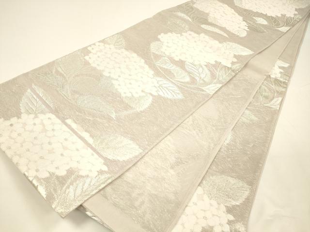 平和屋着物*夏物 六通柄袋帯 紫陽花 銀糸 正絹 逸品 DAAY8184cm