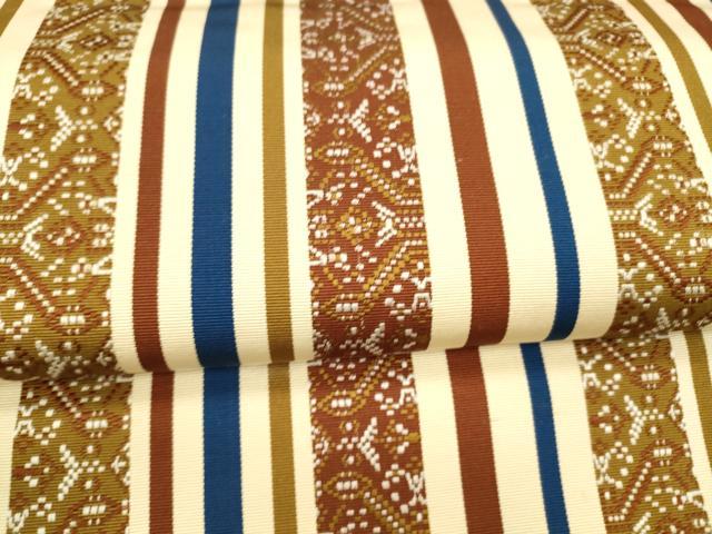 平和屋着物●本場筑前博多織 八寸名古屋帯 抽象間道 正絹 逸品 DAAY8223cm