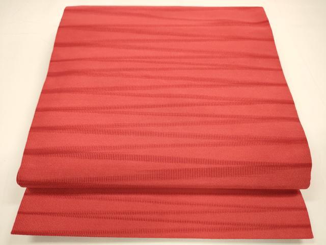 平和屋着物●爪掻き本綴れ 八寸名古屋帯 抽象文様 深緋色 正絹 逸品 DAAY8242cm