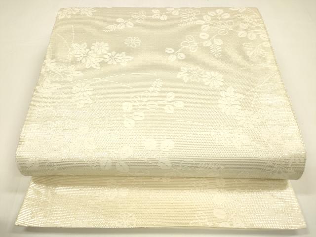 平和屋着物*夏物 六通柄袋帯 草花文 銀糸 正絹 逸品 DAAY8262cm