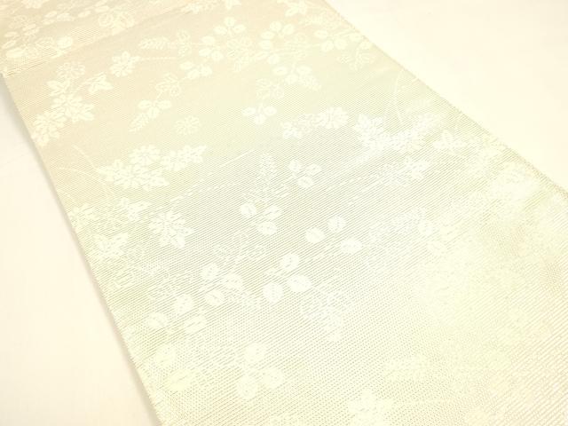 平和屋着物*夏物 六通柄袋帯 草花文 銀糸 正絹 逸品 DAAY8262cm