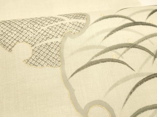 平和屋着物*夏物 太鼓柄袋帯 手描き 雪輪鹿の子芝文 金彩 正絹 逸品 DAAY8267cm