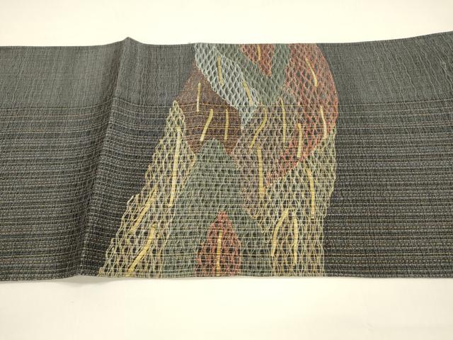 平和屋着物*夏物 太鼓柄袋帯 抽象文様 金糸 正絹 逸品 DAAY8272cm