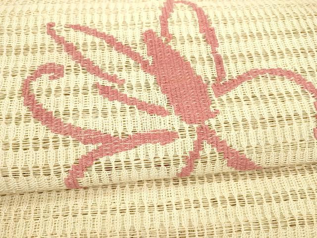 平和屋着物*夏物 八寸名古屋帯 草花文 正絹 逸品 DAAY8289cm