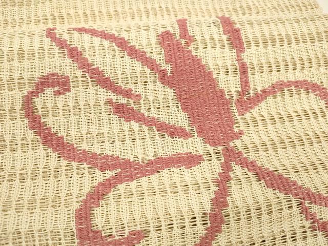 平和屋着物*夏物 八寸名古屋帯 草花文 正絹 逸品 DAAY8289cm