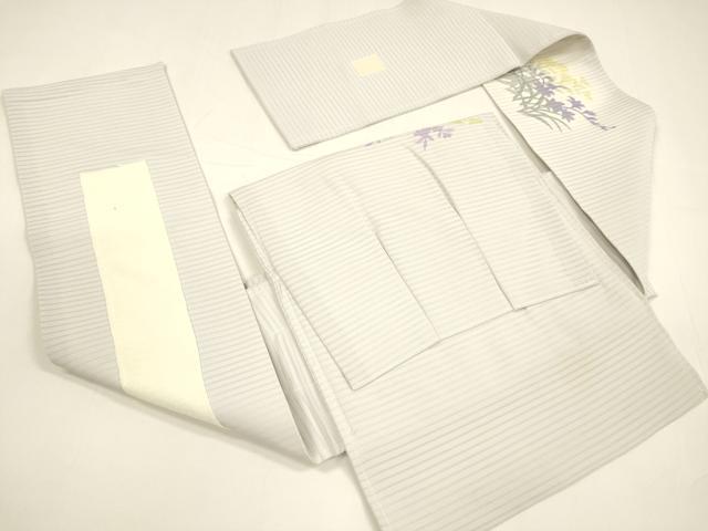 平和屋着物*夏物 絽塩瀬 つけ帯 作家物 草花文 正絹 逸品 DAAY8296cm