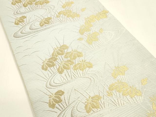 平和屋着物*夏物 六通柄袋帯 流水草花文 金銀糸 DAAY8297cm