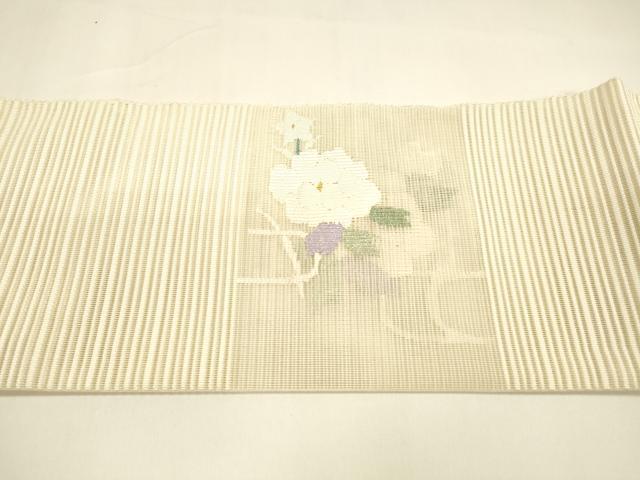 平和屋着物*夏物 八寸名古屋帯 絽綴れ 流水花文 金糸 正絹 逸品 DAAY8304cm