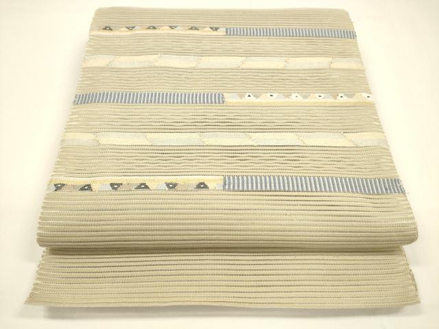 平和屋着物*夏物 八寸名古屋帯 絽綴れ 横段文 金銀糸 正絹 逸品 DAAY8321cm