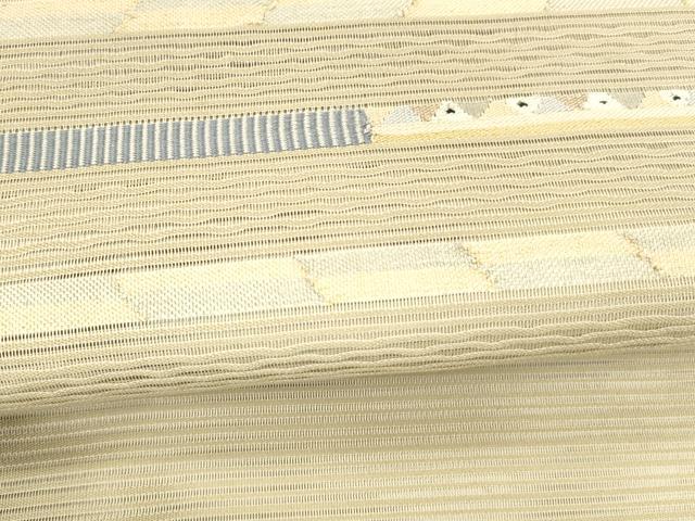 平和屋着物*夏物 八寸名古屋帯 絽綴れ 横段文 金銀糸 正絹 逸品 DAAY8321cm