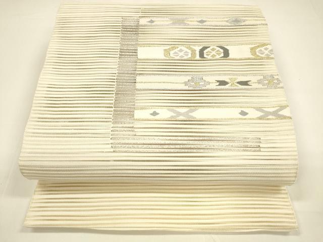 平和屋着物*夏物 八寸名古屋帯 絽綴れ 抽象文様 金銀糸 正絹 逸品 DAAY8326cm