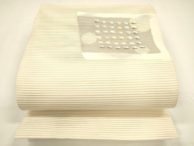平和屋着物*夏物 八寸名古屋帯 絽綴れ 抽象文様 金糸 正絹 逸品 DAAY8328cm