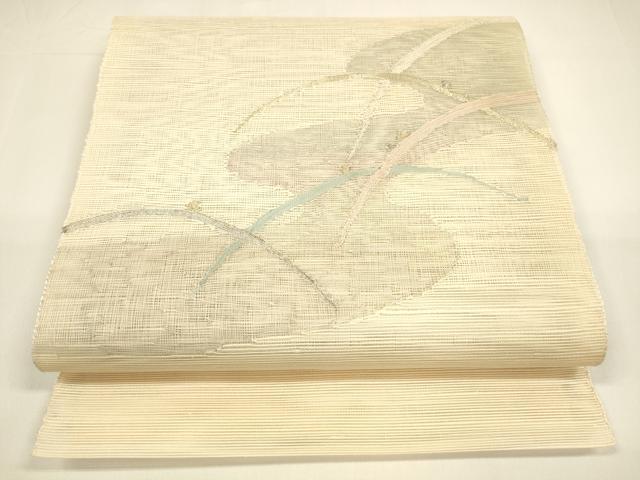 平和屋着物*夏物 八寸名古屋帯 流水芝文 金銀糸 正絹 逸品 DAAY8330cm