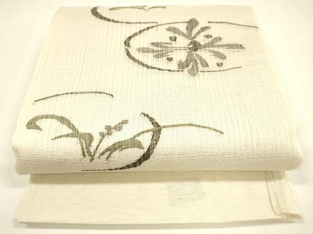 平和屋着物*夏物 太鼓柄袋帯 櫛織 草花文 正絹 逸品 DAAY8344cm