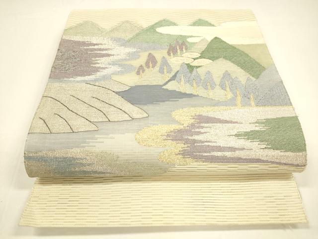 平和屋着物*夏物 八寸名古屋帯 絽綴れ 風景文 金銀糸 正絹 逸品 DAAY8345cm