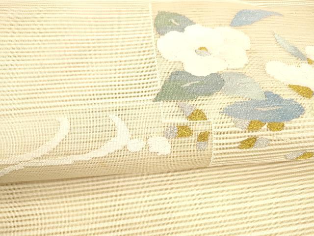 平和屋着物*夏物 八寸名古屋帯 絽綴れ 流水枝花文 金銀糸 正絹 逸品 DAAY8346cm