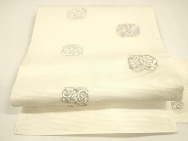 平和屋着物*夏物 九寸名古屋帯 唐織 花唐草文 金銀糸 正絹 逸品 DAAY8347cm
