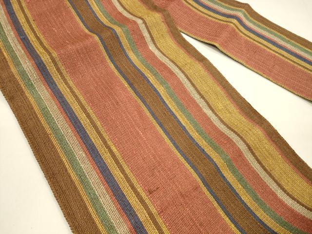 平和屋着物*夏物 八寸名古屋帯 紬地 間道 正絹 逸品 DAAY8353cm