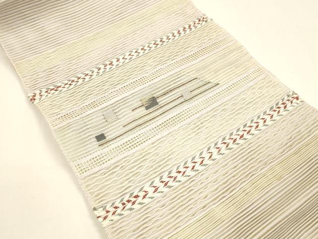 平和屋着物*夏物 八寸名古屋帯 絽綴れ 抽象文様 金銀糸 正絹 逸品 DAAY8364cm