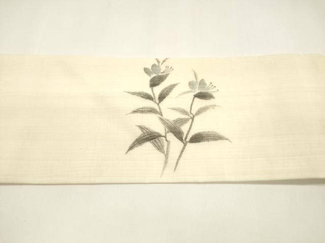平和屋着物*夏物 九寸名古屋帯 手描き 枝花文 正絹 逸品 DAAY8374cm