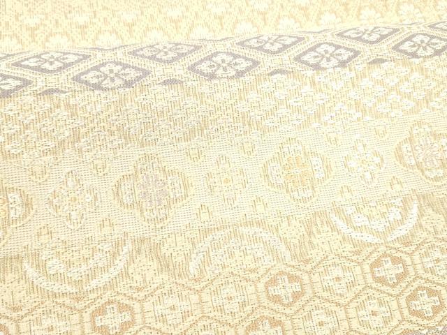 平和屋着物*夏物 両面 六通柄袋帯 吉祥花文 葡萄蔦の葉 銀糸 正絹 逸品 DAAY8389cm