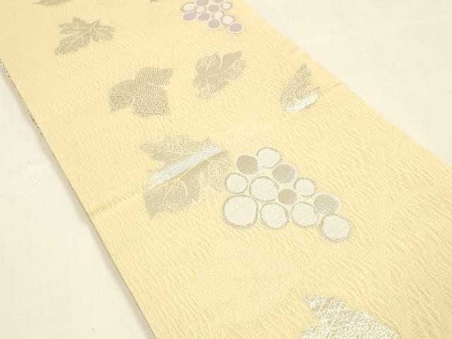 平和屋着物*夏物 両面 六通柄袋帯 吉祥花文 葡萄蔦の葉 銀糸 正絹 逸品 DAAY8389cm