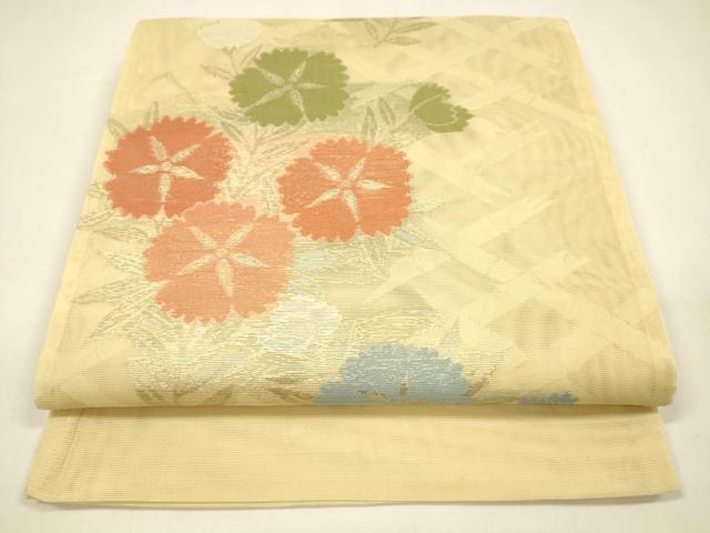 平和屋着物*夏物 西陣 六通柄袋帯 撫子 草花文 金糸 正絹 逸品 DAAY8400cm