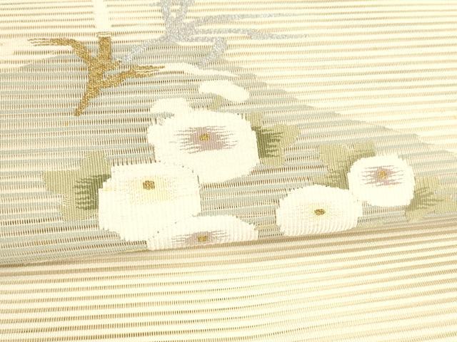 平和屋着物*夏物 絽綴れ 八寸名古屋帯 草花文 金銀糸 正絹 逸品 DAAY8408cm