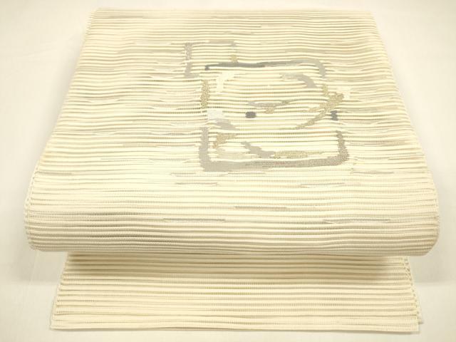平和屋着物*夏物 絽綴れ 八寸名古屋帯 抽象文様 金銀糸 正絹 逸品 DAAY8419cm