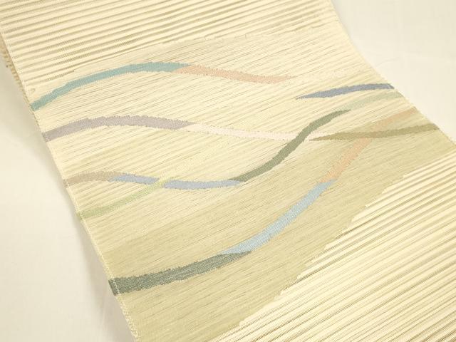 平和屋着物*夏物 絽綴れ 八寸名古屋帯 流水文 銀糸 正絹 逸品 DAAY8420cm