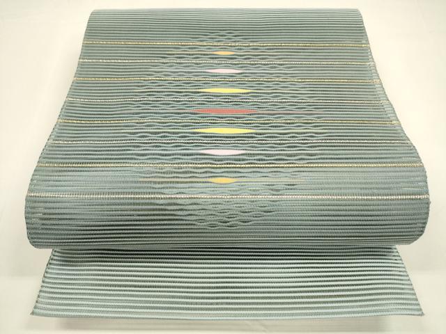 平和屋着物*夏物 絽綴れ 八寸名古屋帯 横段文 金銀糸 正絹 逸品 DAAY8442cm