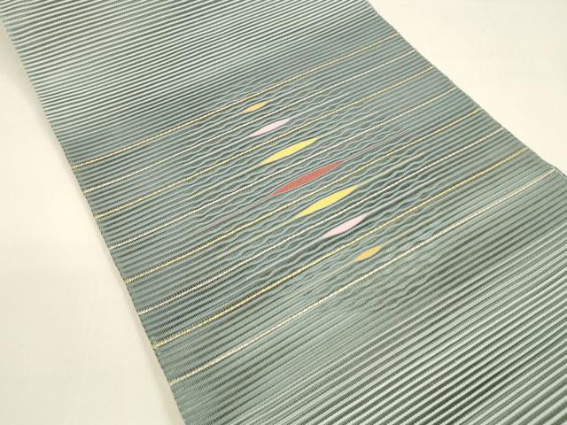 平和屋着物*夏物 絽綴れ 八寸名古屋帯 横段文 金銀糸 正絹 逸品 DAAY8442cm