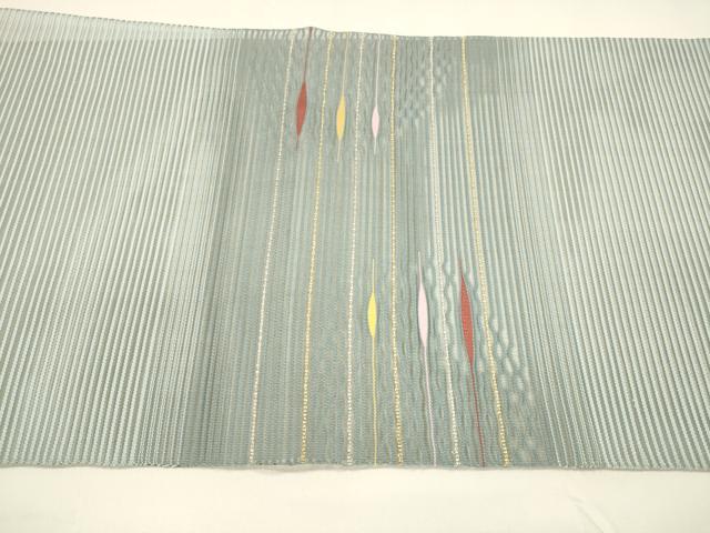 平和屋着物*夏物 絽綴れ 八寸名古屋帯 横段文 金銀糸 正絹 逸品 DAAY8442cm