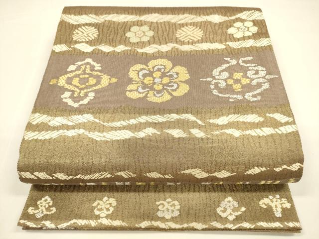 平和屋着物*夏物 六通柄袋帯 唐織 横段花文 金銀糸 正絹 逸品 DAAY8443cm