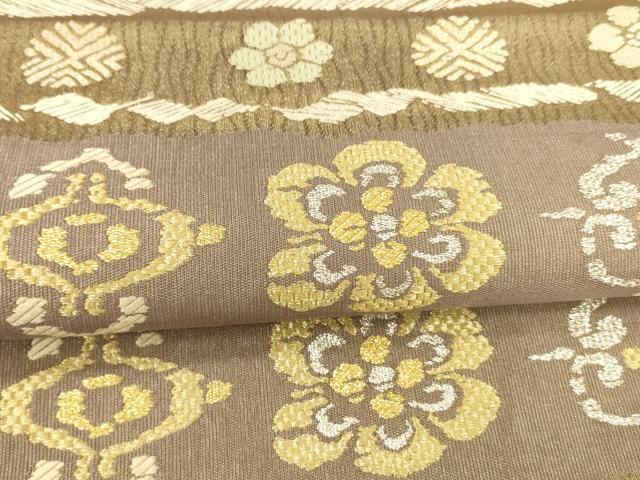 平和屋着物*夏物 六通柄袋帯 唐織 横段花文 金銀糸 正絹 逸品 DAAY8443cm