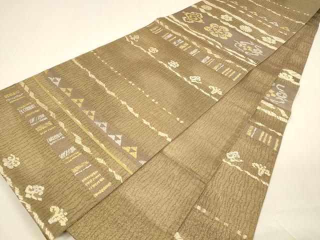 平和屋着物*夏物 六通柄袋帯 唐織 横段花文 金銀糸 正絹 逸品 DAAY8443cm
