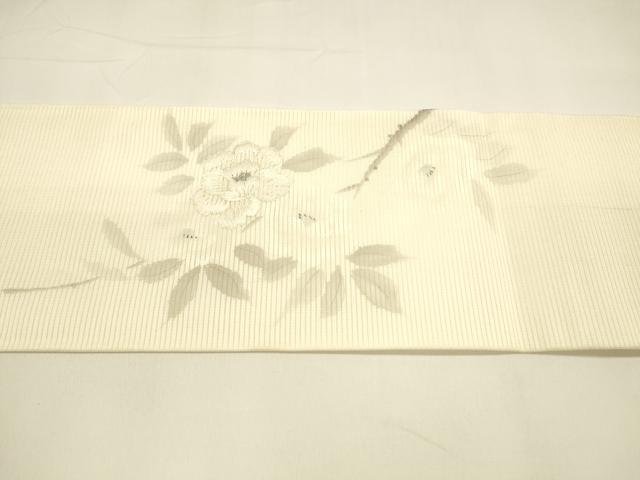 平和屋着物*夏物 九寸名古屋帯 作家物 手描き 刺繍 枝花文 金銀糸 正絹 逸品 DAAY8444cm