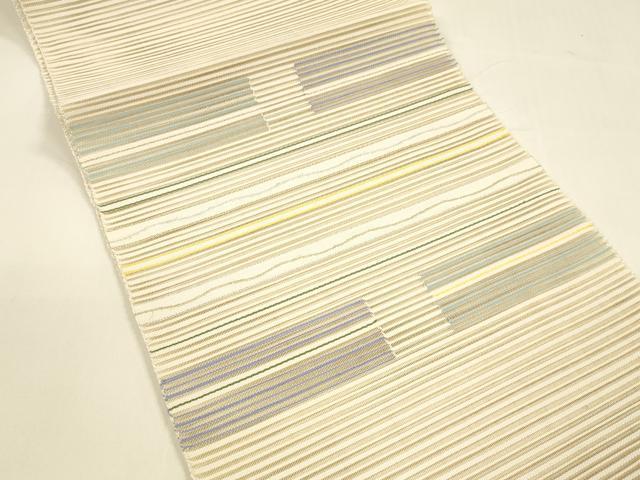 平和屋着物*夏物 絽綴れ 八寸名古屋帯 横段文 金銀糸 正絹 逸品 DAAY8459cm