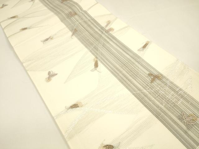 平和屋着物*夏物 六通柄袋帯 唐織 草葉文 蛍 金銀糸 正絹 逸品 DAAY8479cm
