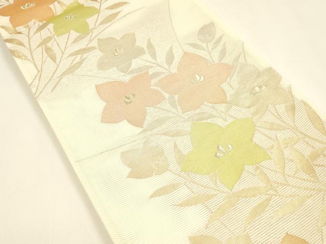 平和屋着物*夏物 六通柄袋帯 草花文 金銀糸 正絹 逸品 DAAY8483cm
