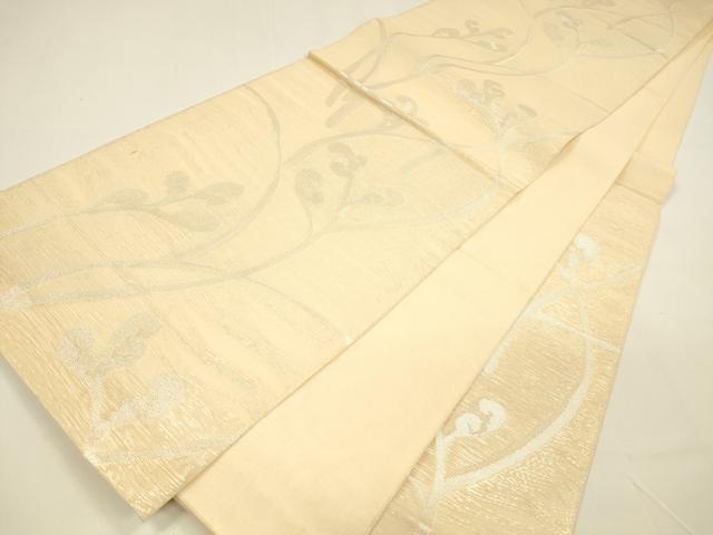平和屋着物*夏物 六通柄 本袋帯 枝葉文 銀糸 正絹 逸品 DAAY8494cm