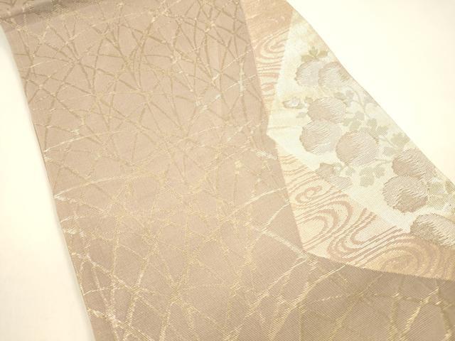 平和屋着物*夏物 六通柄袋帯 流水草花文 金糸 正絹 逸品 DAAY8503cm