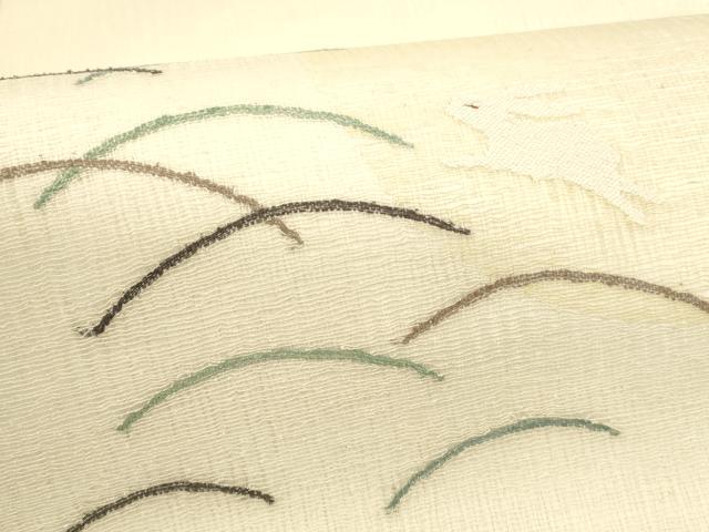 平和屋着物*夏物 太鼓柄袋帯 芝文 月兎 銀糸 正絹 逸品 DAAY8509cm