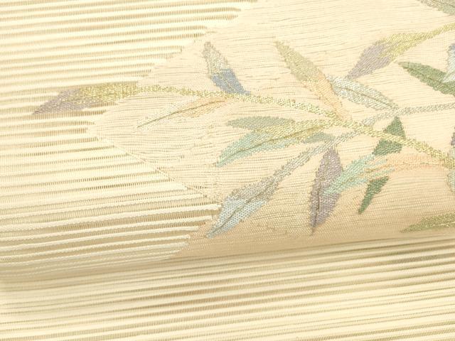 平和屋着物*夏物 絽綴れ 八寸名古屋帯 地紙草葉文 金銀糸 正絹 逸品 DAAY8510cm