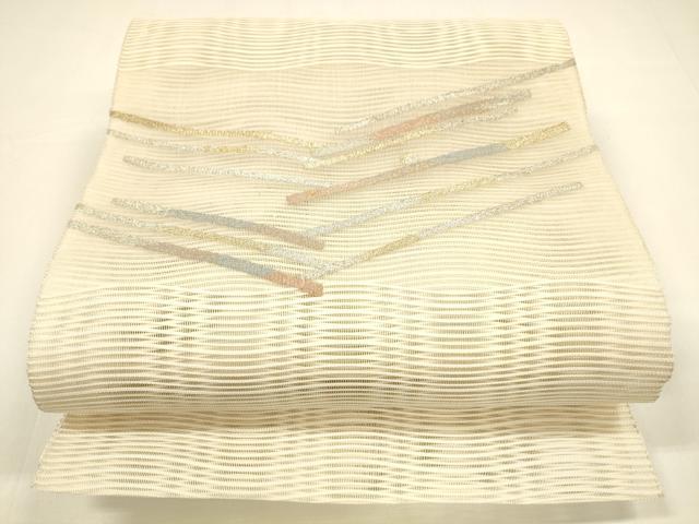 平和屋着物＊夏物 絽綴れ 八寸名古屋帯 抽象文様 金銀糸 正絹