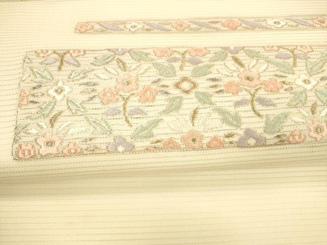 平和屋着物*夏物 九寸名古屋帯 唐織 草花文 金銀糸 正絹 逸品 DAAY8518cm