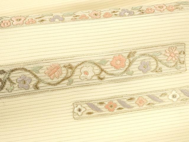 平和屋着物*夏物 九寸名古屋帯 唐織 草花文 金銀糸 正絹 逸品 DAAY8518cm