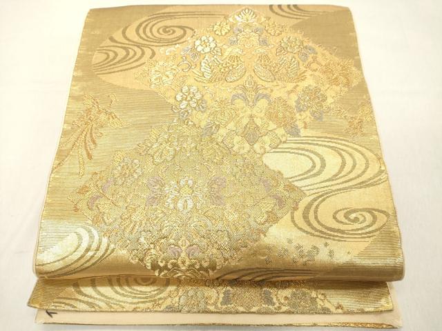 平和屋着物◎六通柄袋帯 花菱文 金糸 正絹 逸品 DAAY8548cd